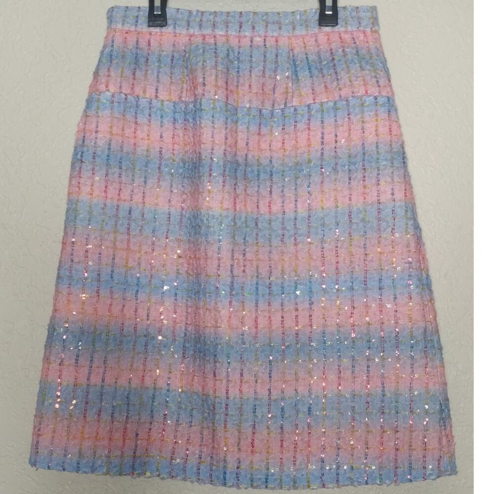 Rainbow‎ Sequin and Striped Wool, Cashmere, and Alpaca Blend Skirt